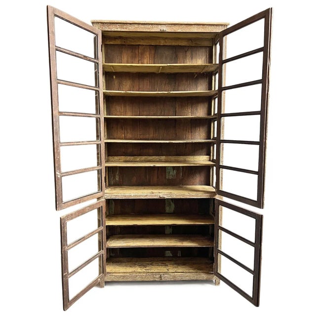 Mid 20th Century Vintage Colonial Narrow Vitrine Cabinet For Sale - Image 4 of 8