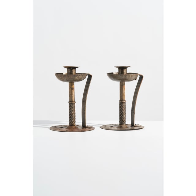 1910s Antique Goberg Arts and Crafts Era Candlesticks by Hugo Berger For Sale - Image 5 of 10