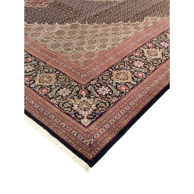 Modern Pasargad Home Baku Navy Silk & Wool Area Rug- 8' 3" X 9'10" For Sale - Image 3 of 5