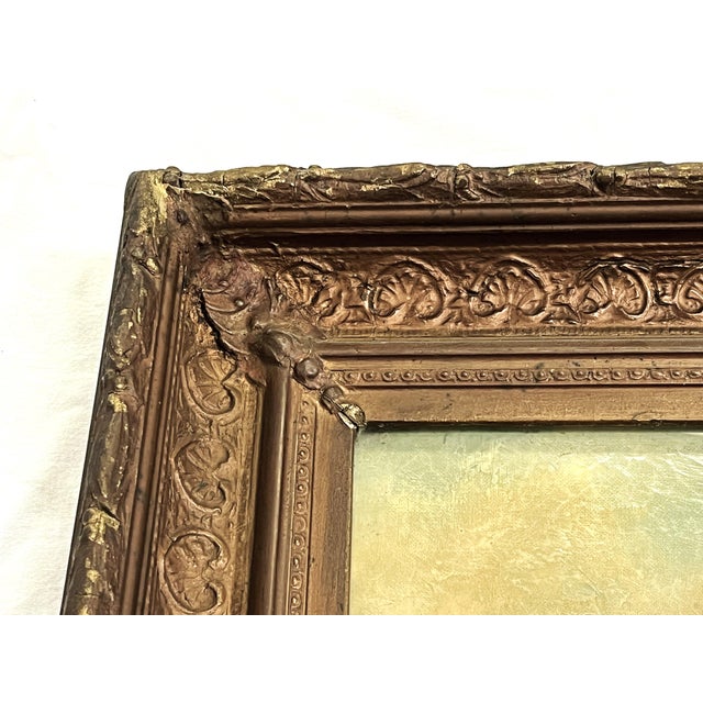 Antique Victorian Era Original Signed and Framed Under Glass Oil