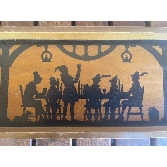 1920s Mid Century Art Dec C. Pilliod Medieval Silhouette Maxfield Parrish Style Art Tray For Sale - Image 5 of 6