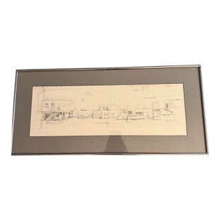 1988 Signed Drake Drawing Fisherman’s Boston With Frame For Sale