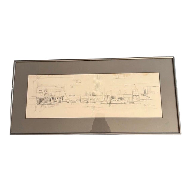 1988 Signed Drake Drawing Fisherman’s Boston With Frame For Sale