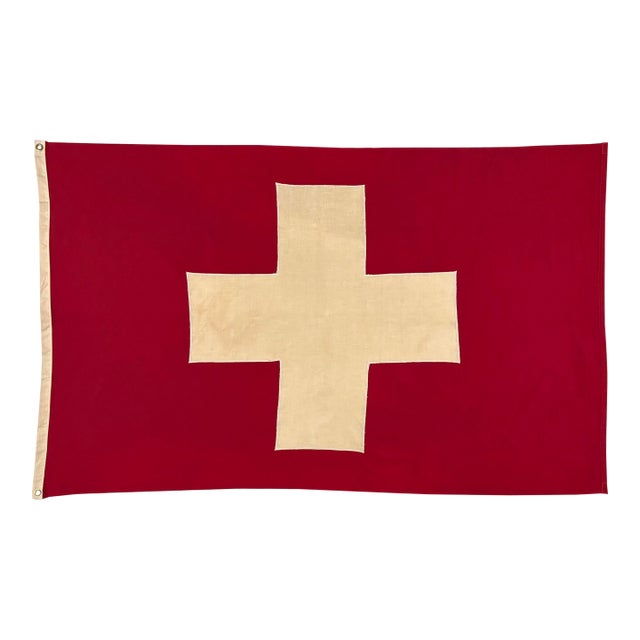 Vintage Cotton Sewn Flag of Switzerland For Sale