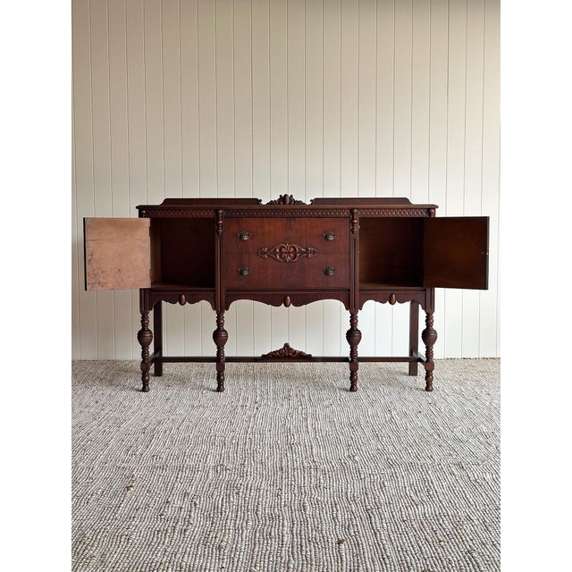 1920s Antique Jacobean Revival Mahogany Sideboard For Sale - Image 12 of 14