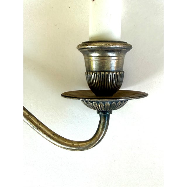 1920s 1920s Neoclassical Silverplate Electric Sconces - Rewired - Set of 2 For Sale - Image 5 of 8