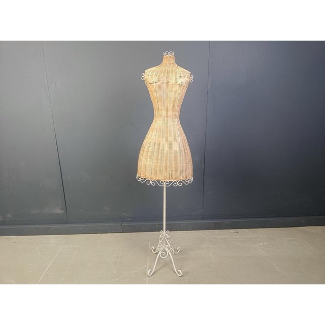 Vintage Wicker Mannequin with Wrought Iron Base, 1960s For Sale - Image 11 of 12