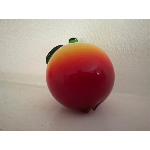 1980s Vintage Murano Style Hand- Blown Glass Art Glass Peach For Sale - Image 5 of 5
