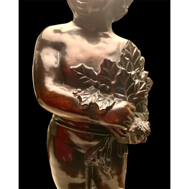 Wood Vintage Large Figural Lamp, Harp and Shade For Sale - Image 7 of 12