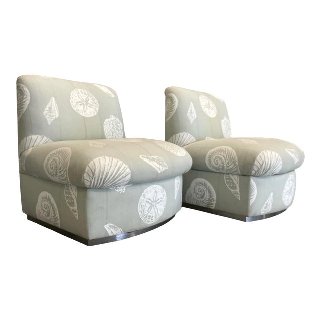Vintage Steve Chase Slipper Chairs With Chrome Base For Sale