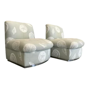 Vintage Steve Chase Slipper Chairs With Chrome Base