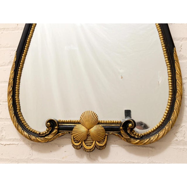 Vintage Hollywood Regency Black & Gold Gilt Wall Mirror For Sale In Los Angeles - Image 6 of 12