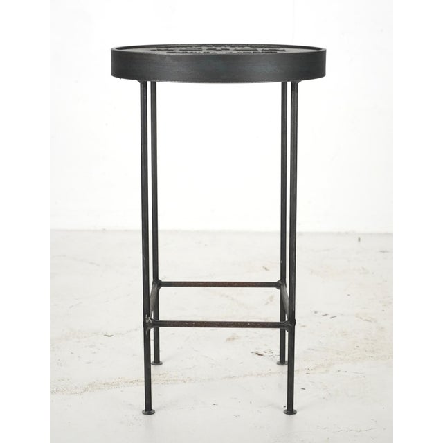 Metal Wichita Water Dept. Water Meter Cover Stool Side Table For Sale - Image 7 of 11