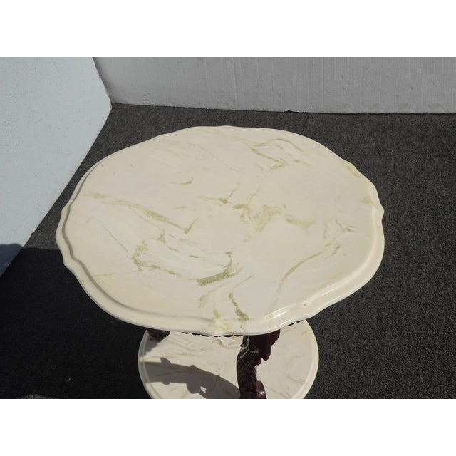 Pair of Vintage Victorian Style Two Tier Marble Top Side Tables ~ Accent Tables For Sale - Image 9 of 17