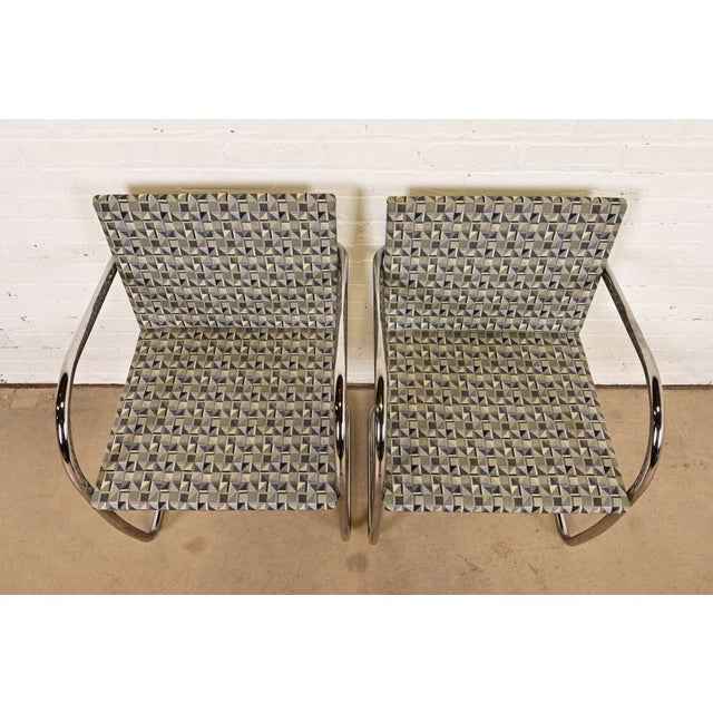 Late 20th Century Mies Van Der Rohe for Knoll Chrome Brno Chairs, Pair For Sale - Image 5 of 13