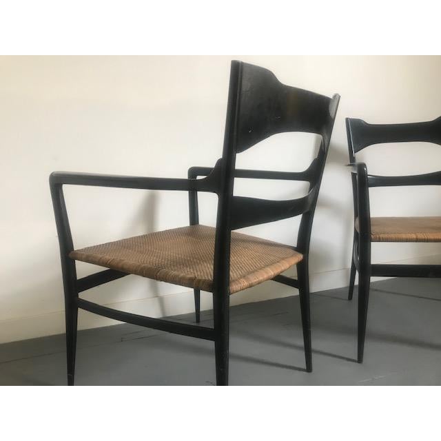 Mid-Century Modern 1960s Vintage Italian Gio Ponti's Manufacturing Company's Chairs- a Pair For Sale - Image 3 of 7