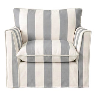 Sophie Conran Coco Armchair - Garden Grey Stripes with Knife Edge Cushion For Sale