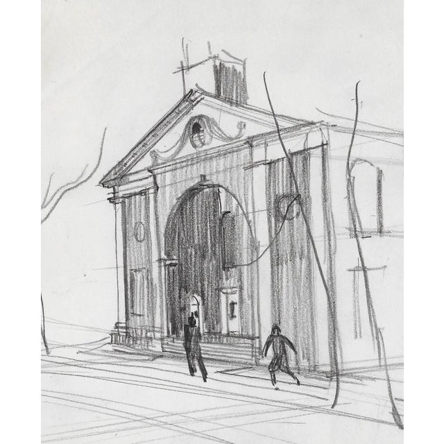 Drawing of the First Congregational Church of Canandaigua, NY. Born in Pittsburgh, American artist Norman Kent (1903 -...