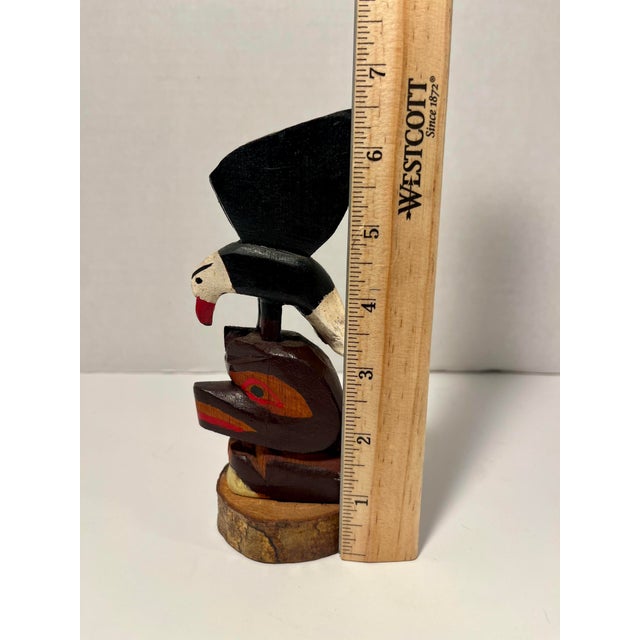1962 Vintage Eagle and Bear Hand Carved Wooden Totem Pole 6.5" For Sale In Los Angeles - Image 6 of 7