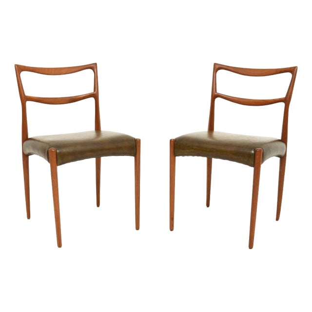Danish Teak and Leather Chairs by Henry Klein for Bramin, 1960s, Set of 2 For Sale