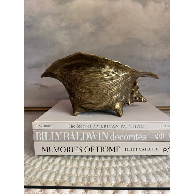 Mid 20th Century Vintage Large Brass Conch Seashell Planter For Sale - Image 5 of 7