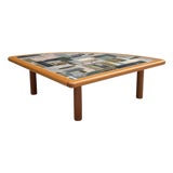 Vintage Signed Sallingboe Danish Modern Mosaic Slate & Ceramic Tile Cocktail Table For Sale