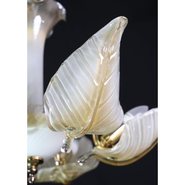 Exceptional Vintage 6-Light Gold Murano Glass Chandelier For Sale - Image 14 of 15