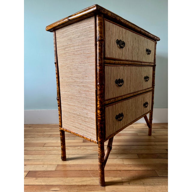 Wood 19th Century Tortoise Shell Bamboo Chest of Drawers For Sale - Image 7 of 10