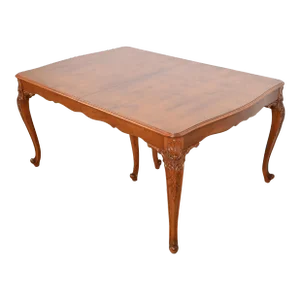 Romweber French Provincial Louis XV Burl Wood Dining Table, Newly Refinished