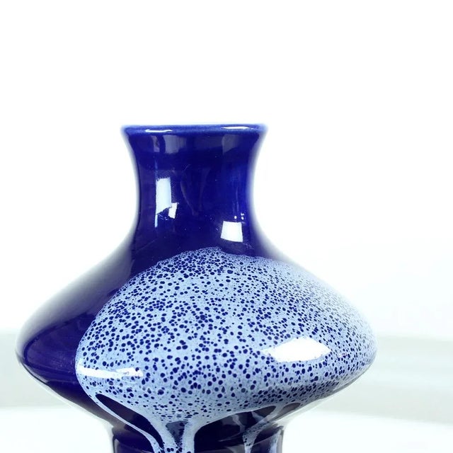 1960s Mid-Century Blue Ceramic Vase, Former Czechoslovakia, 1960s For Sale - Image 5 of 10
