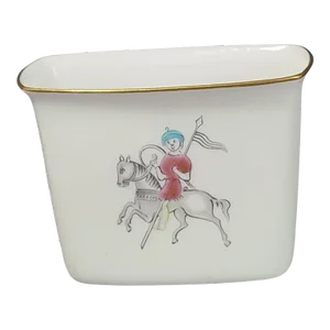 Vintage Minton Bone China Hand Painted Medieval Knights Cigarette or Toothpick Holder