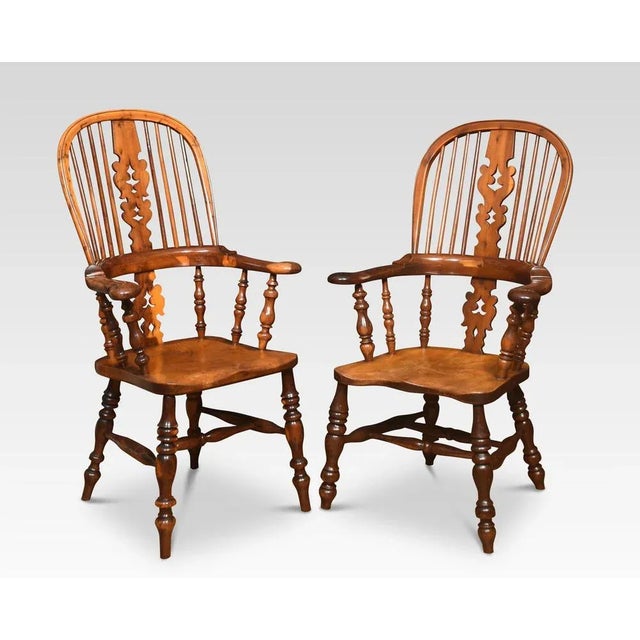 19th Century Yew Wood Windsor Armchairs, Set of 6 For Sale - Image 6 of 8
