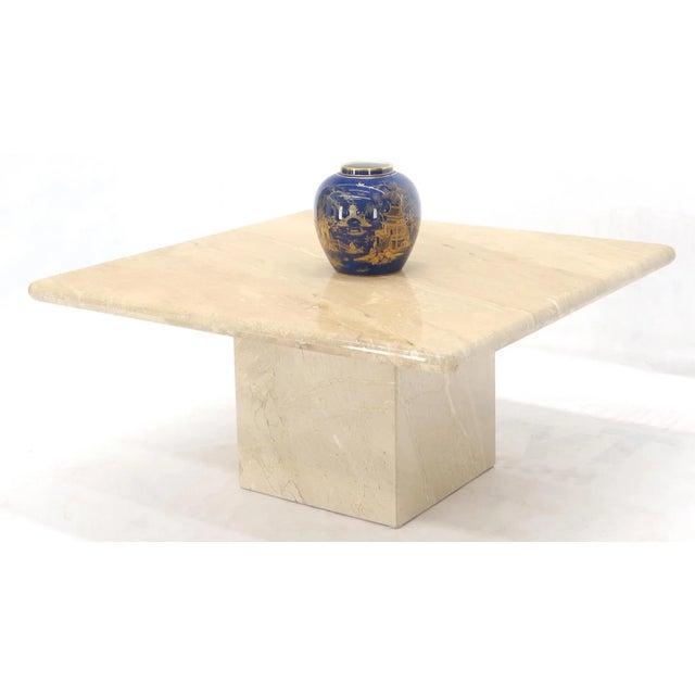 Beige Travertine Marble Square Coffee Table For Sale - Image 8 of 9
