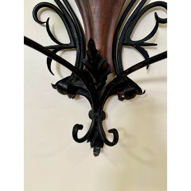 Mid 20th Century Large Rococo Style Candle Sconce, Wrought Iron ...