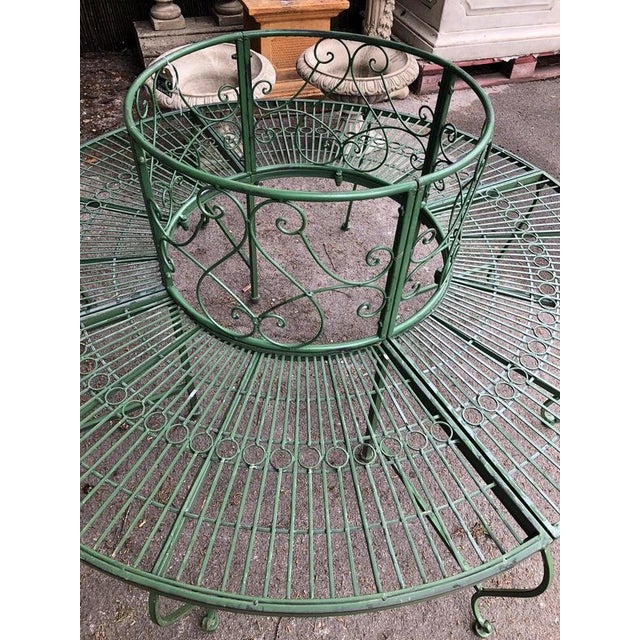 2000 - 2009 French Style Green Metal Circular Tree Garden Bench For Sale - Image 5 of 6
