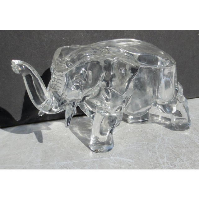 American Elephant Shaped Decorative Clear Jar Vintage 30s For Sale - Image 3 of 13