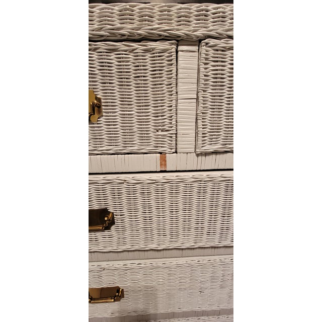 Traditional 1980's Henry Link Style Coastal 6 - Drawer Wicker Dresser For Sale - Image 3 of 15