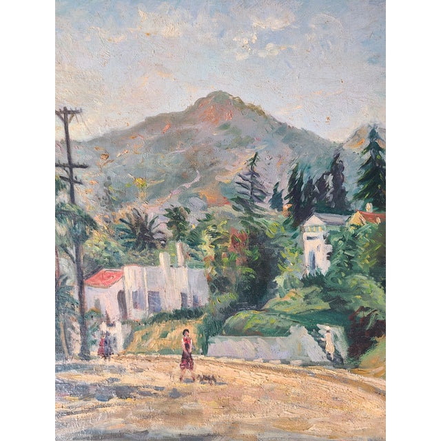 Green Saul Kovner 1940s Oil Painting Los Angeles Cityscape Hollywood Hills Wpa For Sale - Image 8 of 18