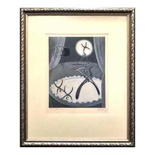 1950 Surreal French Lithograph of a Dental Tool “Circus” by David Solot For Sale