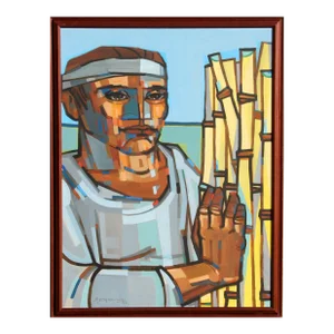 Jorge Dumas, Man With Reeds, Oil Painting