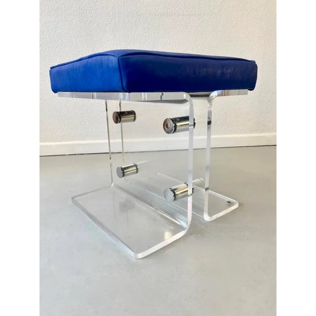 Vintage Acrylic Glass and Metal Stool from Marais International, 1970 For Sale - Image 4 of 9