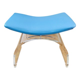 1970s Modern Lucite Bench With Custom Vinyl Cushion For Sale