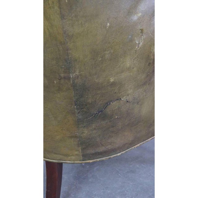 Large Antique Barrel Back Wing Chair in Leather For Sale - Image 14 of 16