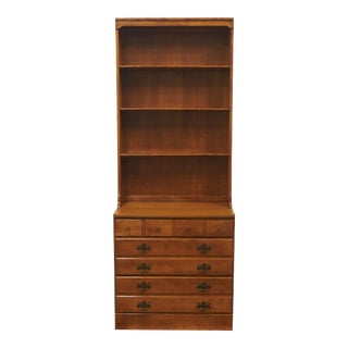 Ethan Allen Heirloom Nutmeg Maple Crp Custom Room Plan 30" Three Drawer Chest W. Bookcase Hutch Top 10-4510p / 10-4019 For Sale
