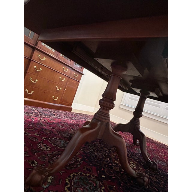 1990s Henkel Harris Georgian Solid Cherry Double Pedestal Extension Dining Table For Sale In West Palm - Image 6 of 7