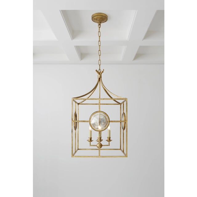 Traditional Chapman & Myers for Visual Comfort Signature Gramercy Medium Lantern in Gilded Iron For Sale - Image 3 of 4