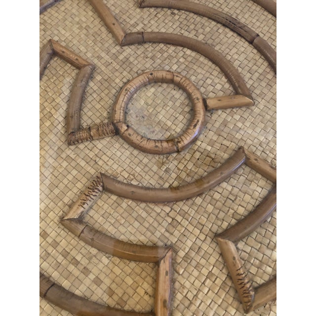 Wood Round Rattan & Bamboo Side Table in the Style of McGuire For Sale - Image 7 of 10