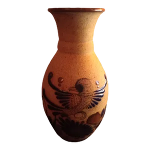 1970s Signed Mexican Tonala Textured Ceramic Vase
