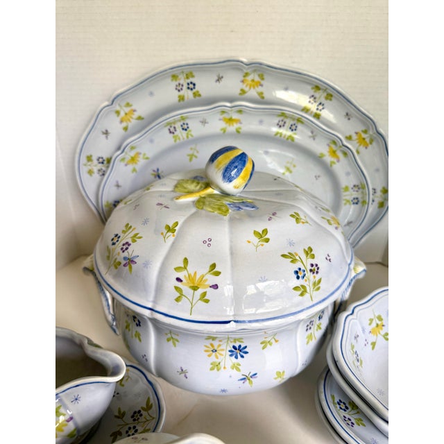 Blue 1970 Longchamp Printemps French Faience Dinnerware Service - 82 Pieces For Sale - Image 8 of 18