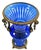 Pair Antique Cobalt Blue Glass Vases With Ornate Bronze Rim, Handles and Mount For Sale - Image 4 of 18